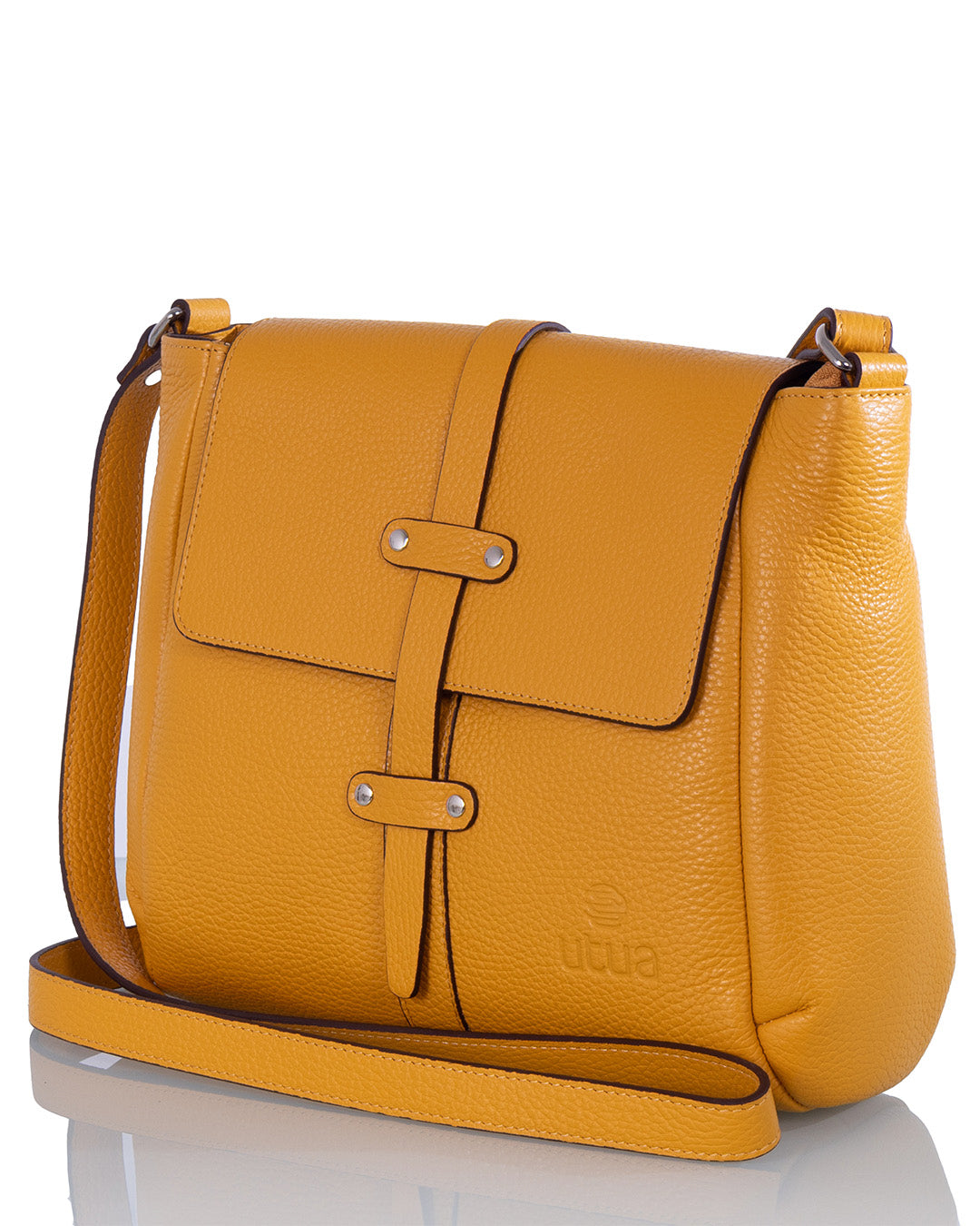 Tasku leather shoulder bag, yellow.