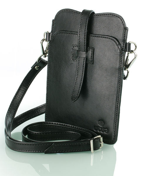 Musta kasviparkittu puhelinlaukku Utua Varpu Exclusive