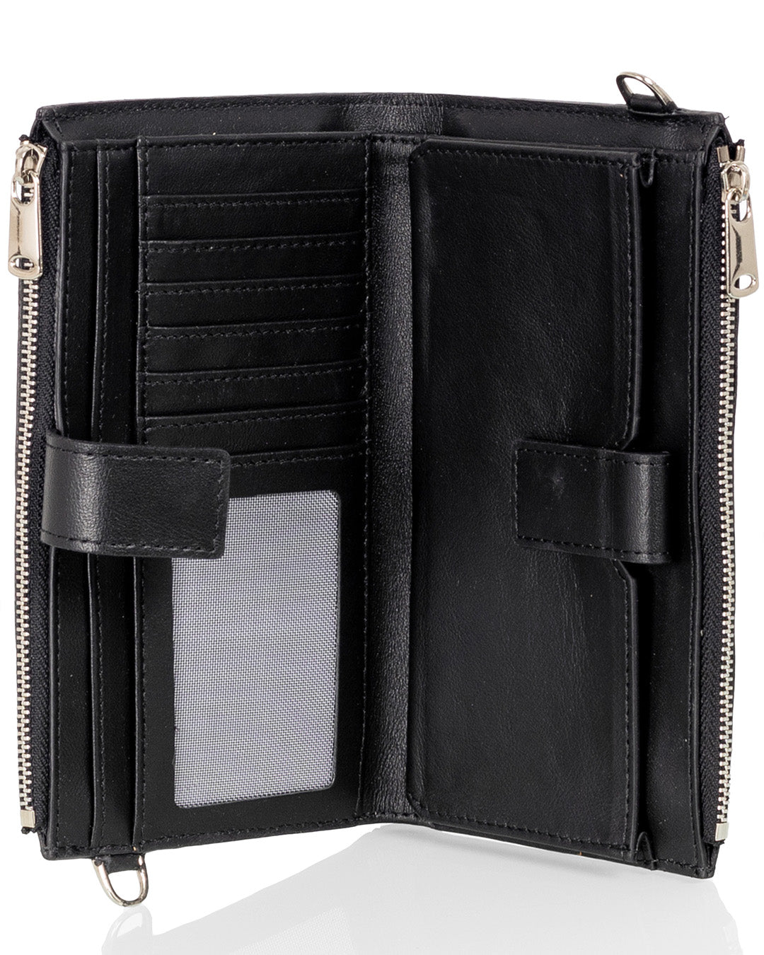 Leather phone wallet, black