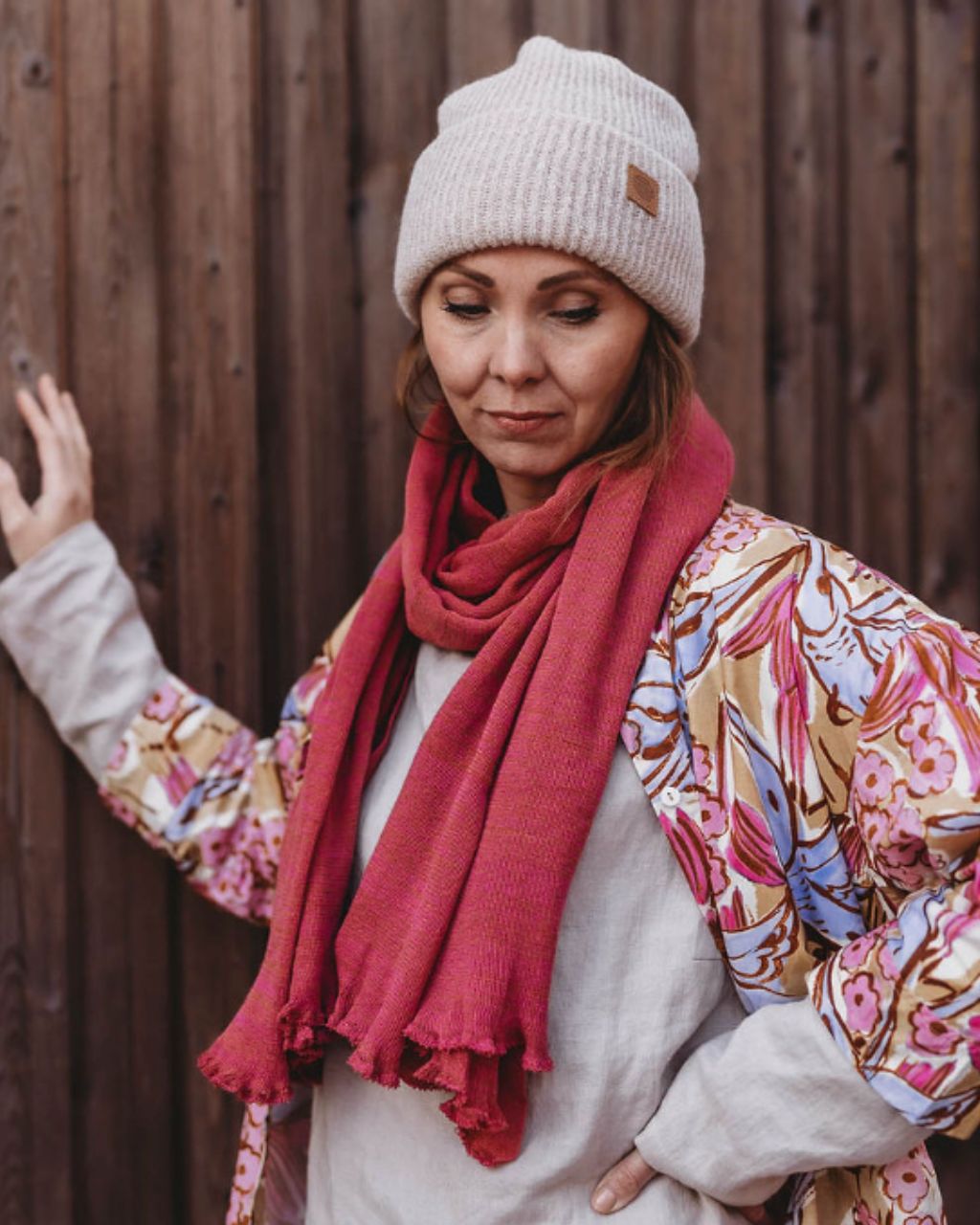 Pauliina puuvillahuivi kanerva