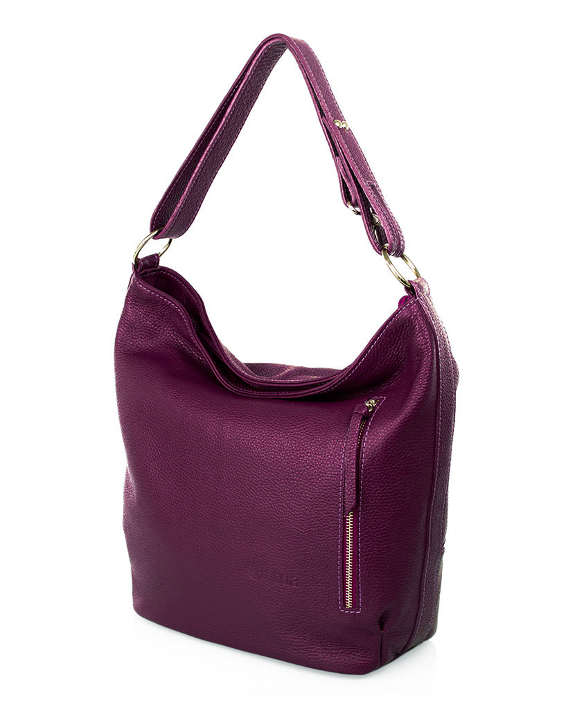 Roihu Exclusive leather shoulder bag, dark purple
