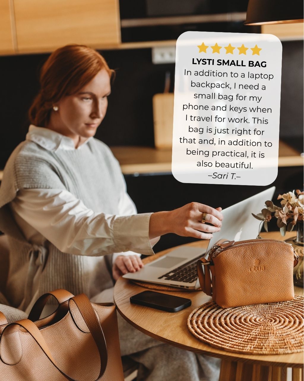 Lysti small leather bag brown