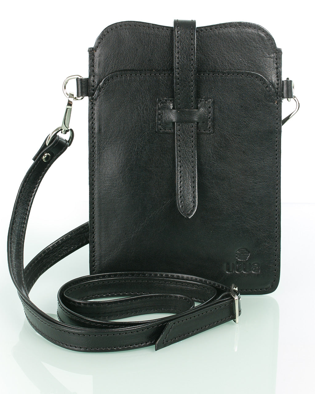 Utua Varpu Exclusive kasviparkittu puhelinlaukku musta