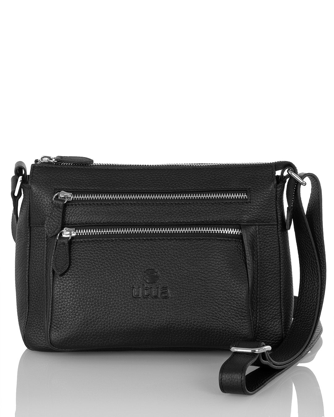 Hestia leather shoulder bag, black