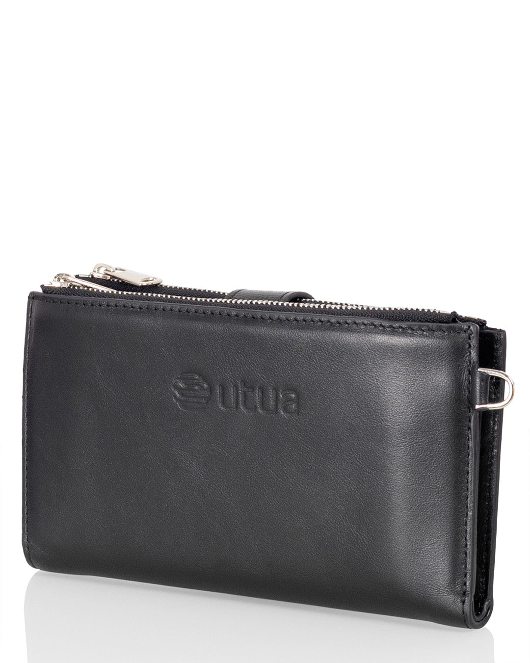 Leather phone wallet, black