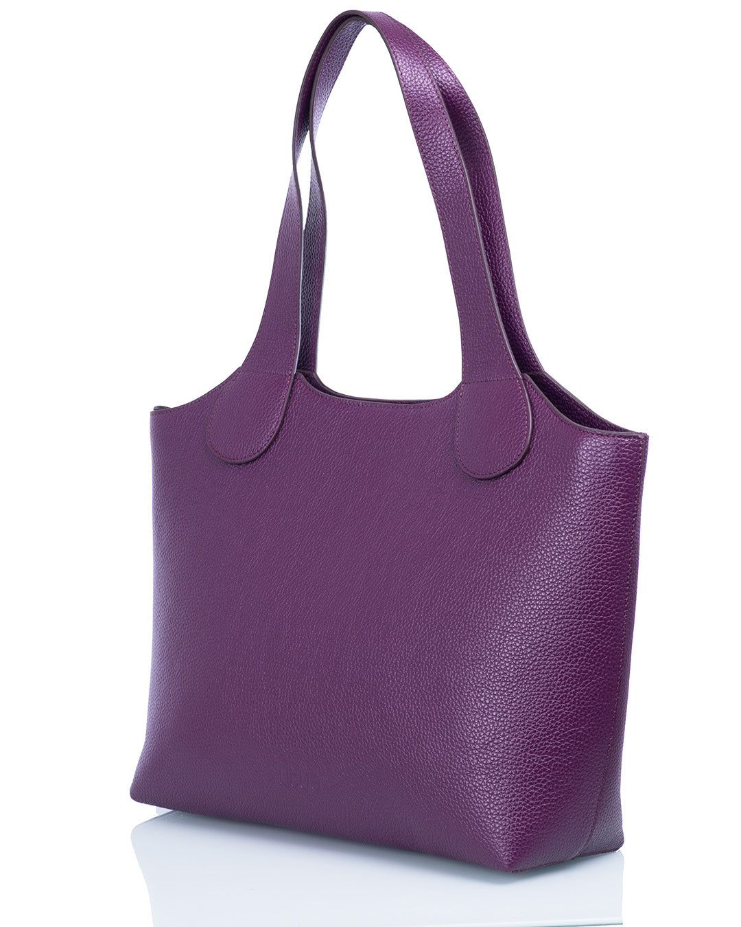 tumman liila irene nahkainen tyolaukku-tote bag sivusta