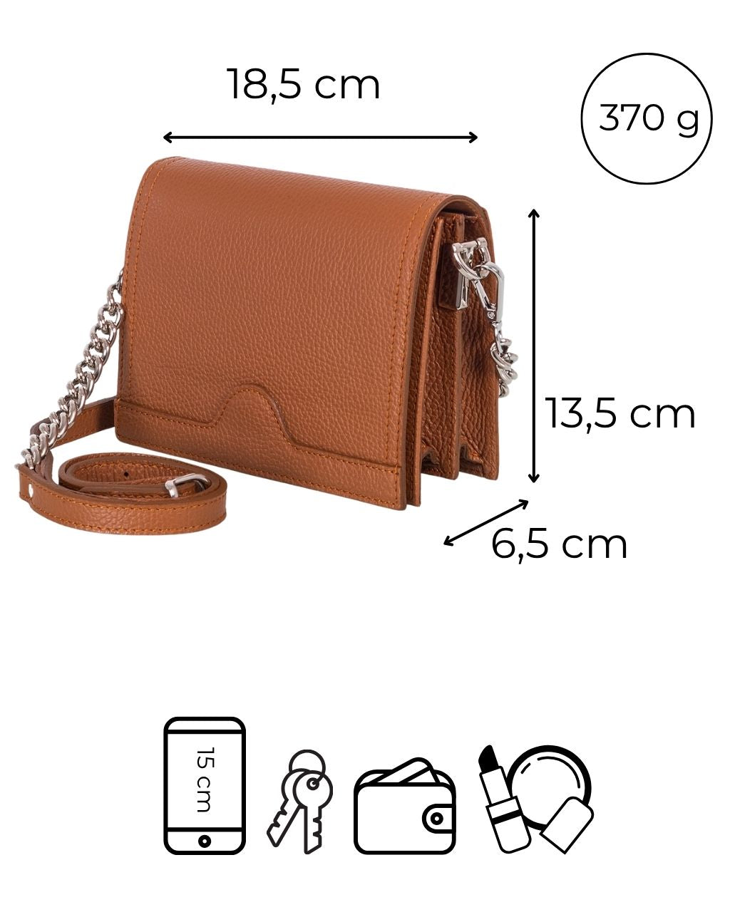 utua-audrey-pikkulaukku-mittakuva-ruskea