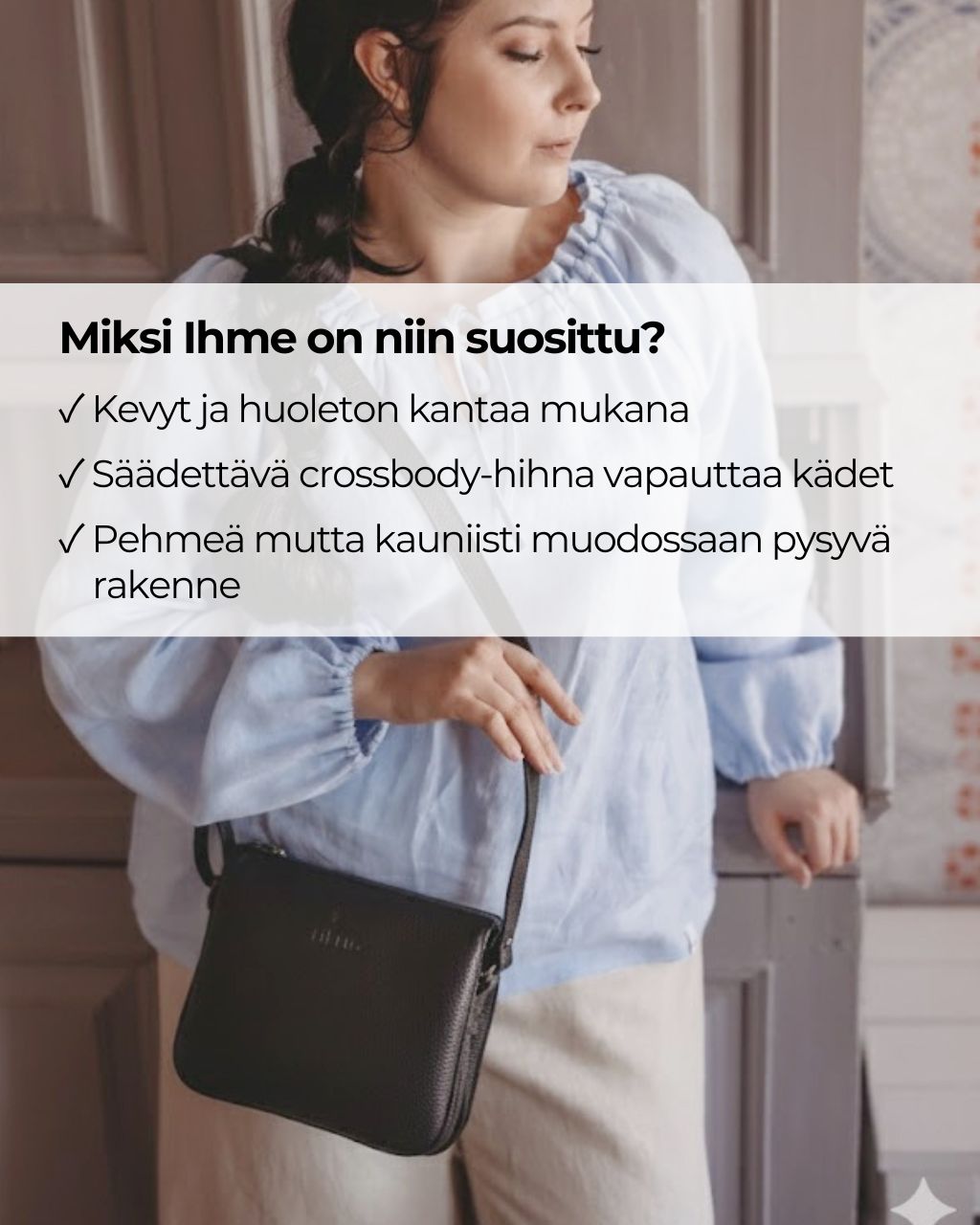 utua ihme aitoa nahkaa pikkulaukku yllattaa