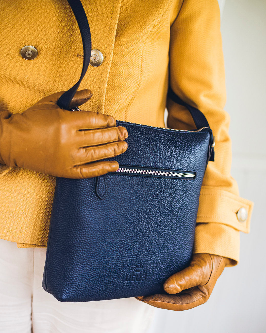 utua sininen haiku olkalaukku martioitu