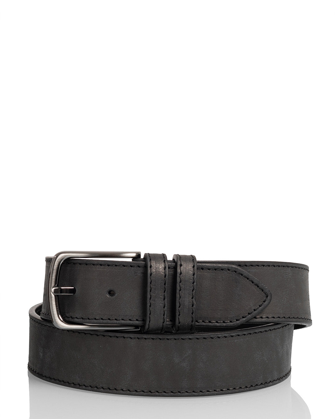 Leather belt 4 cm black