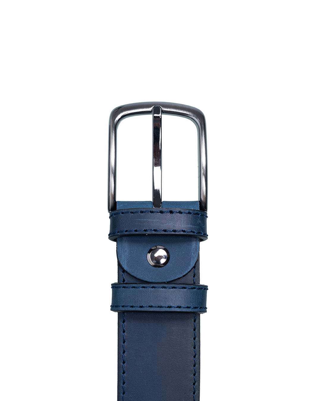 Leather belt 4 cm blue