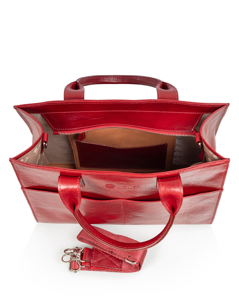 Kotimainen punainen kasviparkittu kasilaukku Utua Minerva Exclusive