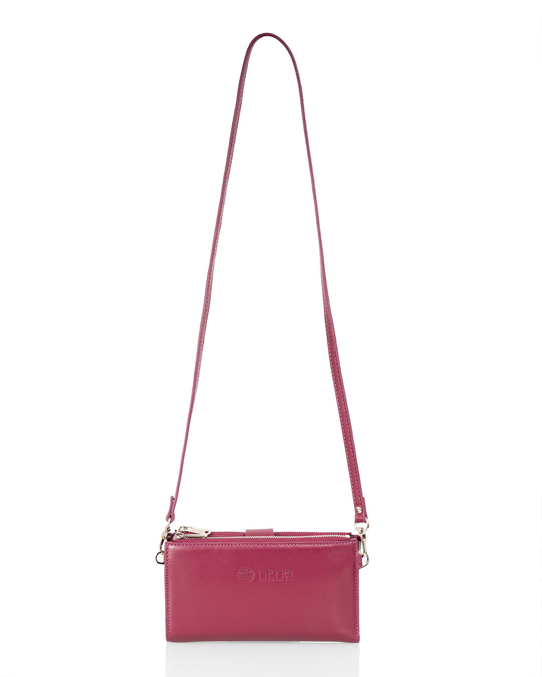 Kotimaisen Utuan nahkainen puhelinlompakko daalian punainen
