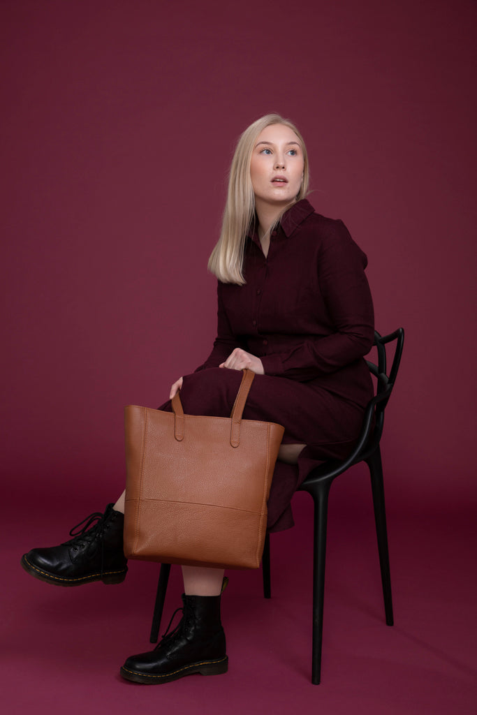 Nahkainen Utua Shopperi Skansen Exclusive oranssi