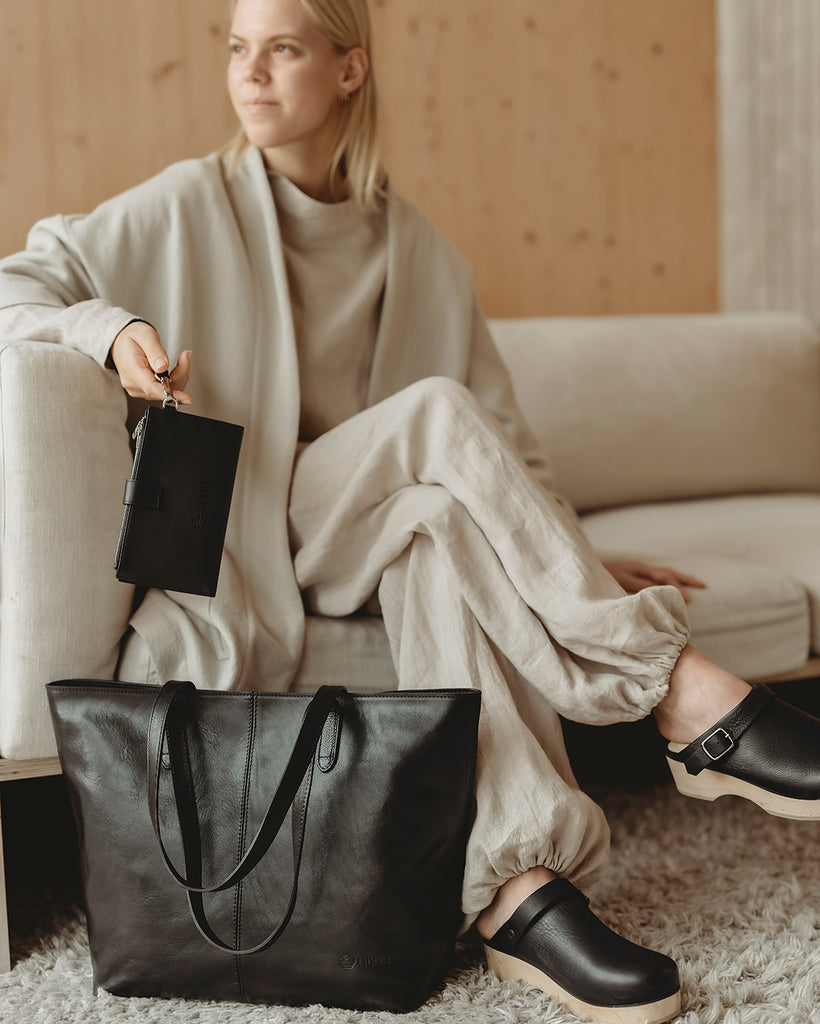 Utua Lund Exclusive kasviparkittu kasilaukku musta fiiliskuva