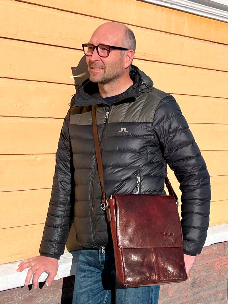 Zeus utua kasviparkittu olkalaukku ruskea