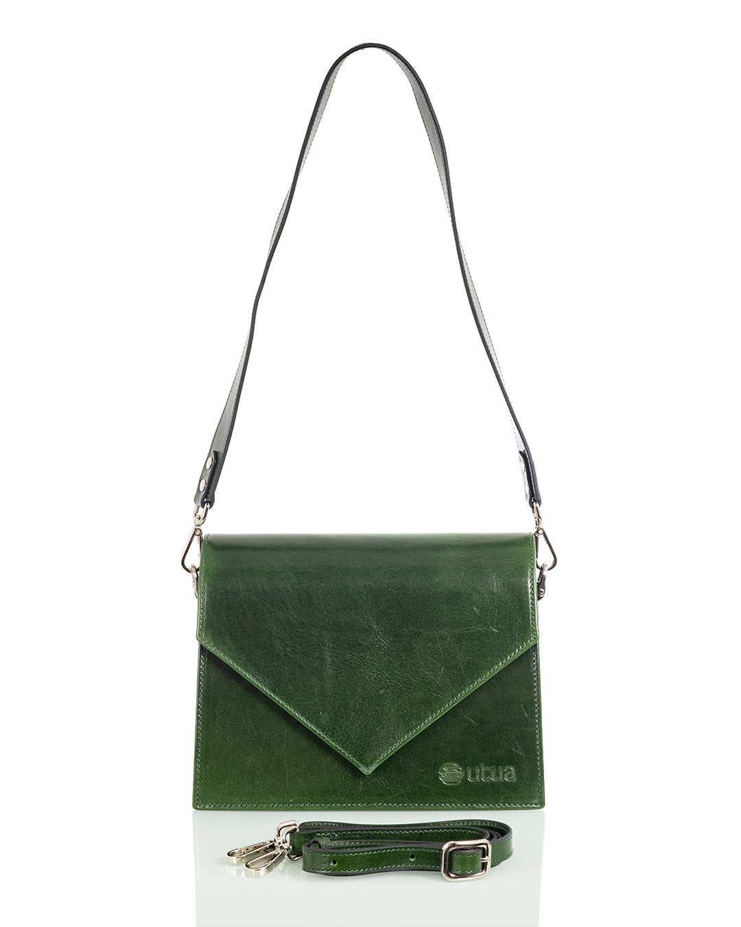 kasviparkittua nahkaa utua vihrea skoga olkalaukku kaks olkahihnaa