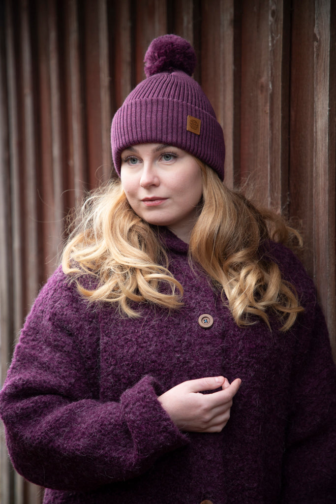 utua merinovillainen sylvia pipo violetti