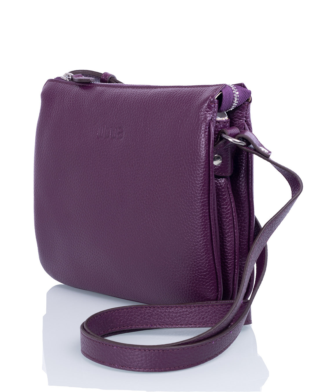 utua nahkainen olkalaukku tumman liila